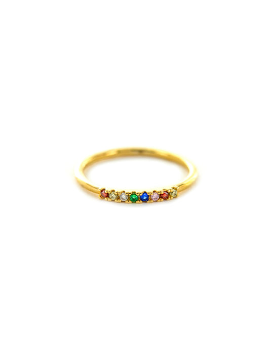 Rainbow CZ Band Ring | Size 6 7 Gold Plated | Light Years Jewelry