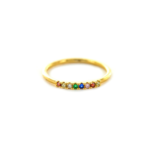 Rainbow CZ Band Ring | Size 6 7 Gold Plated | Light Years Jewelry