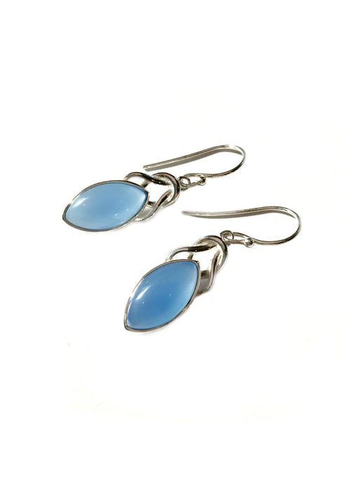 Knotted Gemstone Dangles | Blue Chalcedony | Sterling Silver Earrings | Light Years