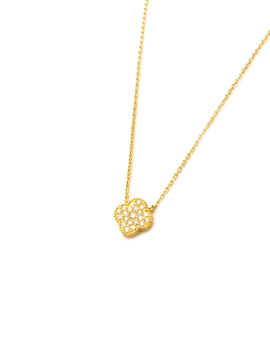 Pave Clear CZ Clover Necklace | Gold Plated Chain Pendant | Light Years