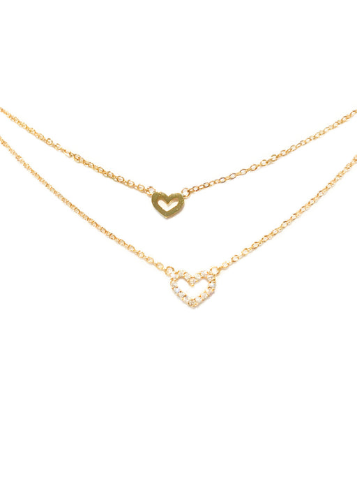 Layered CZ Heart Necklace | Gold Plated Chain | Light Years Jewelry