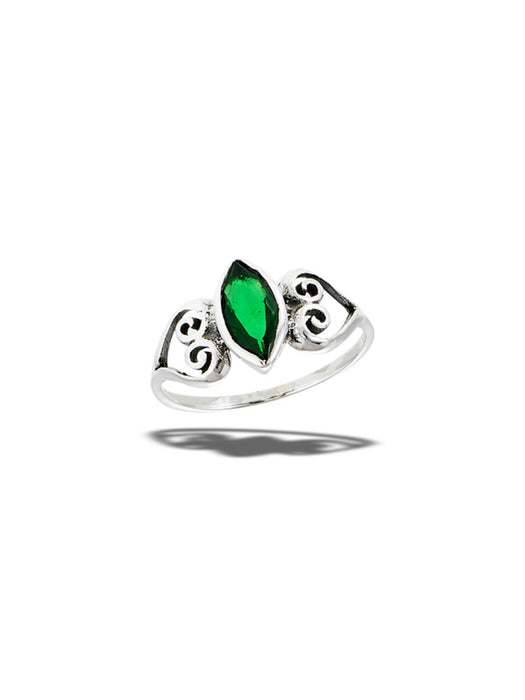 Marquis Cut Green CZ Ring | Sterling Silver Size 6 7 8 9 | Light Years