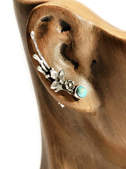 Flower Turquoise Climber Posts | Sterling Silver Earrings | Light Years
