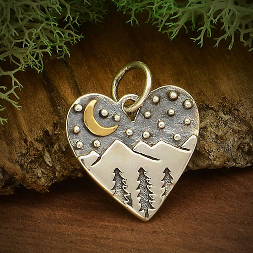 Heart Mountain Moon Necklace | Sterling Silver Pendant Chain | Light Years