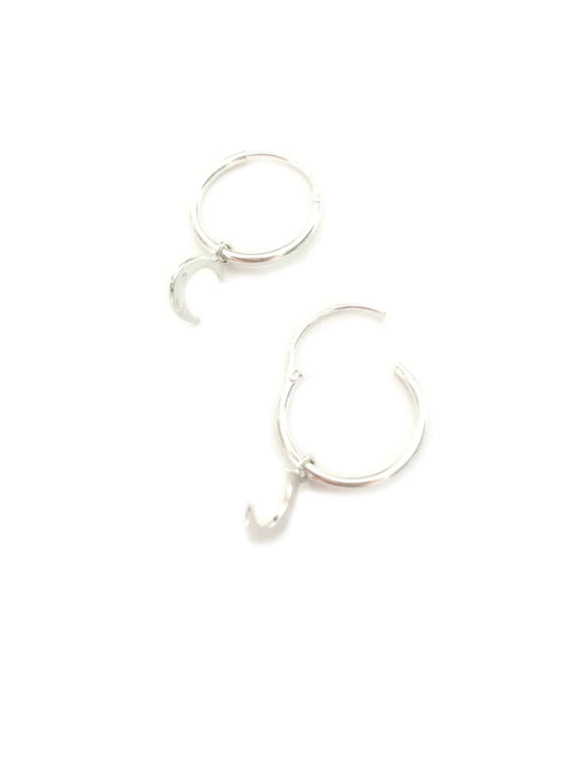 Crescent Moon Charm Hoops | Sterling Silver Earrings | Light Years