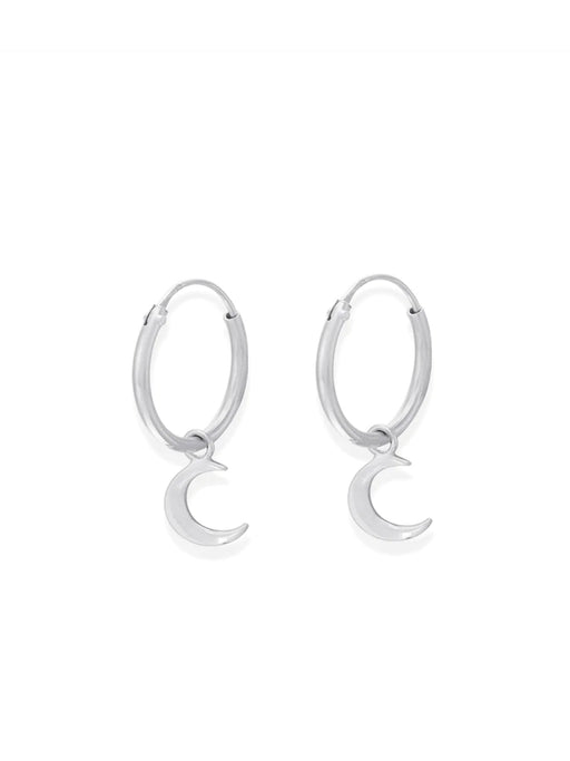 Crescent Moon Charm Hoops by boma | Sterling Silver Earrings | Light Years