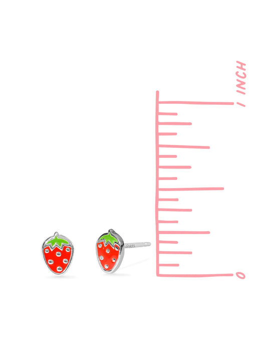 Strawberry Enamel Posts | Sterling Silver Stud Earrings | Light Years