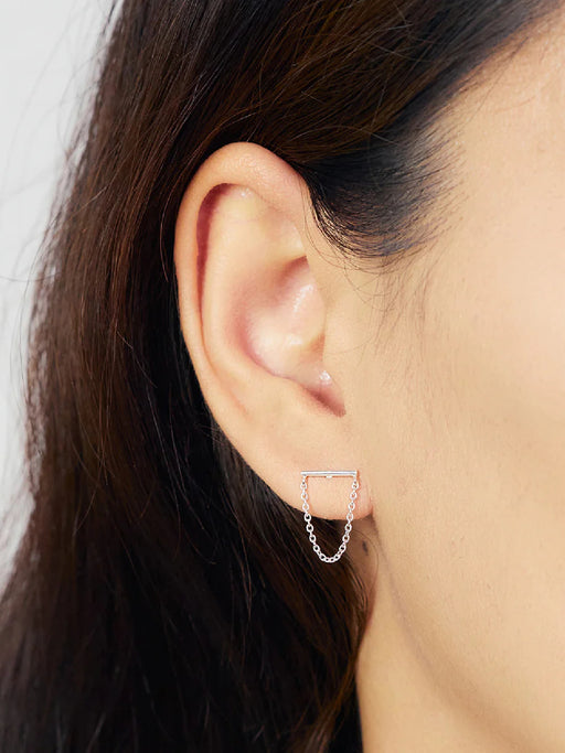 Bar & Chain Posts | Sterling Silver Studs Earrings | Light Years Jewelry