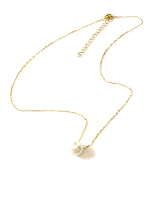 Aloha Single Freshwater Floating Pearl gold-filled Necklace-White