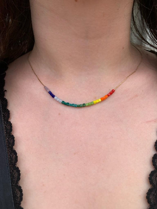 Rainbow Pride Beaded Choker Fashion Necklace | Light Years Jewelry