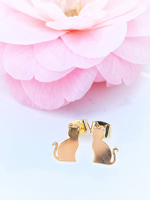 Cat Silhouette Posts | Gold Plated Sterling Silver | Light Years Jewelry
