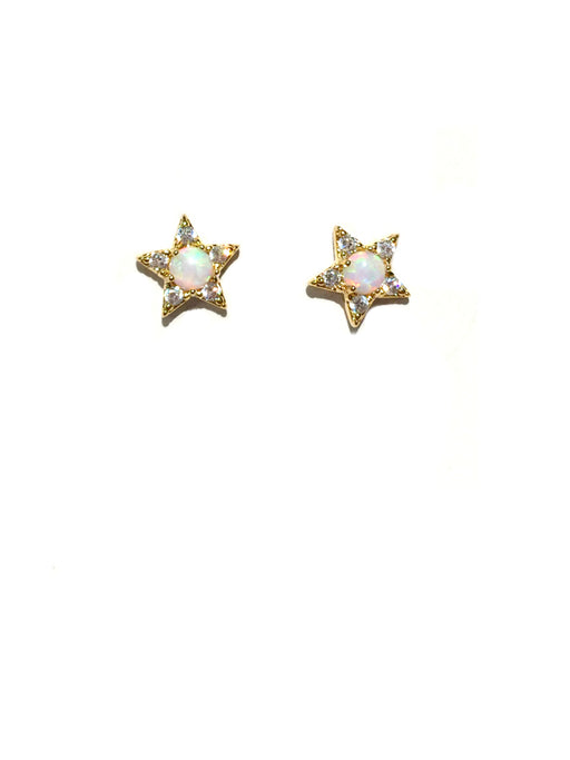 Opal & CZ Star Posts | Gold Plated Studs Earrings | Light Years Jewelry