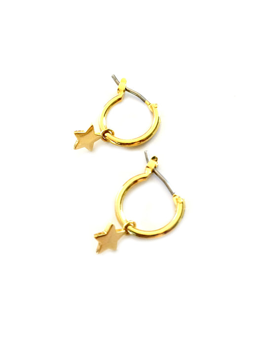 Star Charm Hoops Dangles | Gold Plated Earrings | Light Years Jewelry