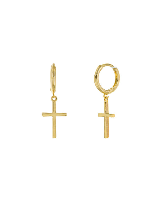 Long Cross Huggie Hoops | Gold Plated Earrings | Light Years Jewelry
