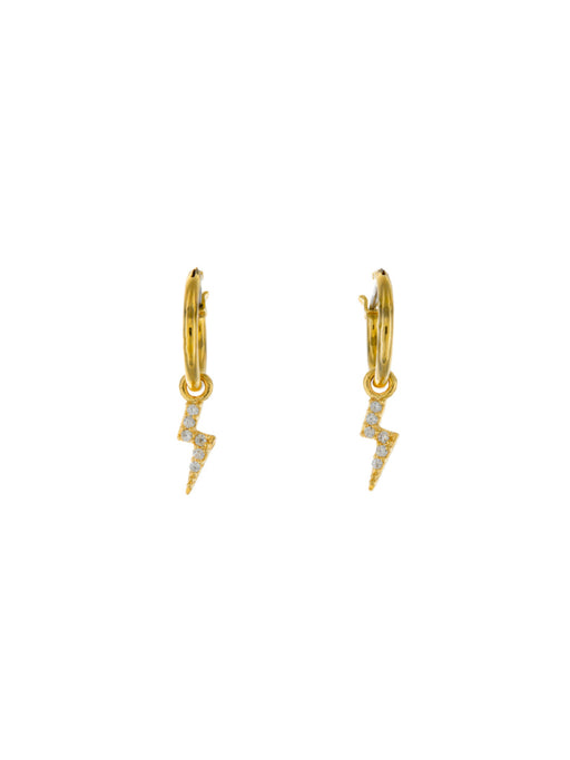 CZ Lightning Bolt Hoops | Gold Plated Earrings | Light Years Jewelry