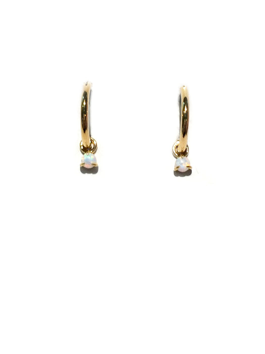 Opal Dangle Hoops | Gold Plated Pincatch Earrings | Light Years Jewelry