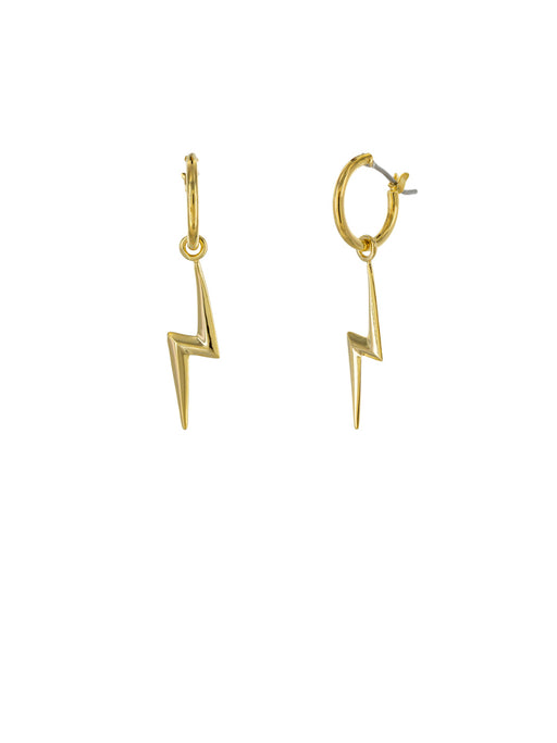Long Lightning Bolt Hoops | Gold Plated Earrings | Light Years Jewelry