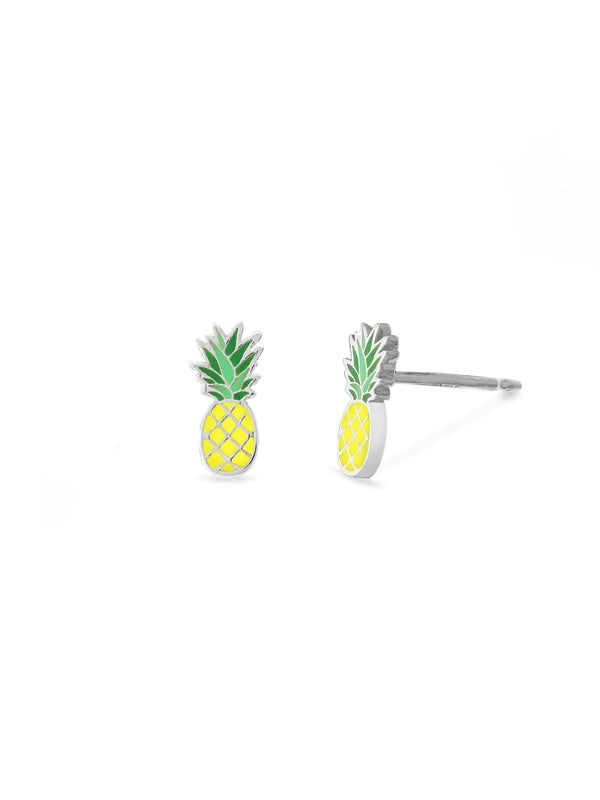 Enamel Pineapple Posts | Sterling Silver Studs Earrings | Light Years