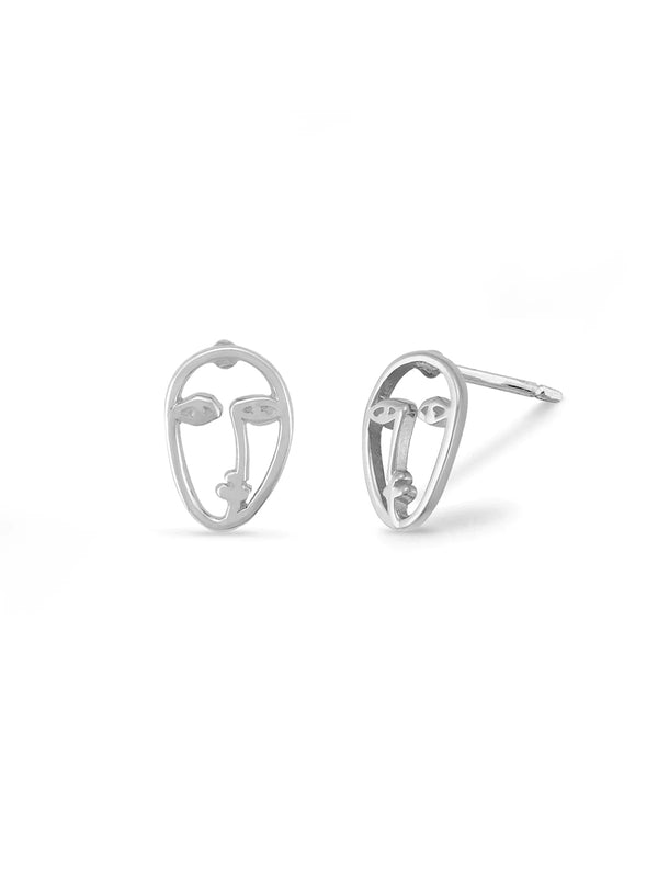 Face Outline Posts | Sterling Silver Stud Earrings | Light Years Jewelry