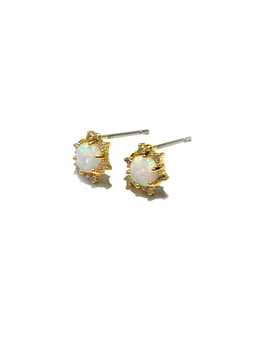 White Opal & CZ Star Posts | Gold Plated Studs Earrings | Light Years