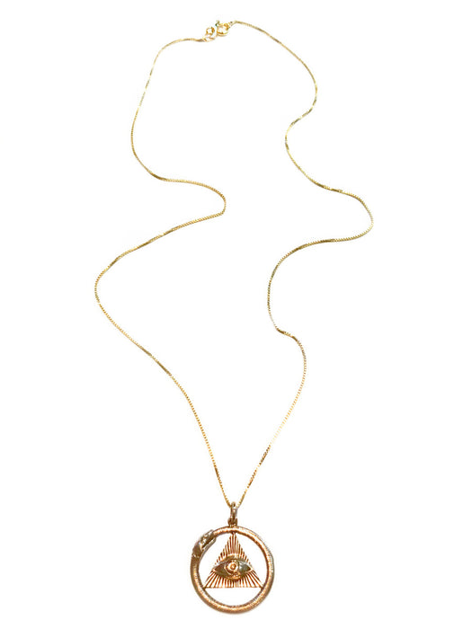Ouroboros Eye Necklace | Gold Vermeil Chain Bronze Pendant | Light Years