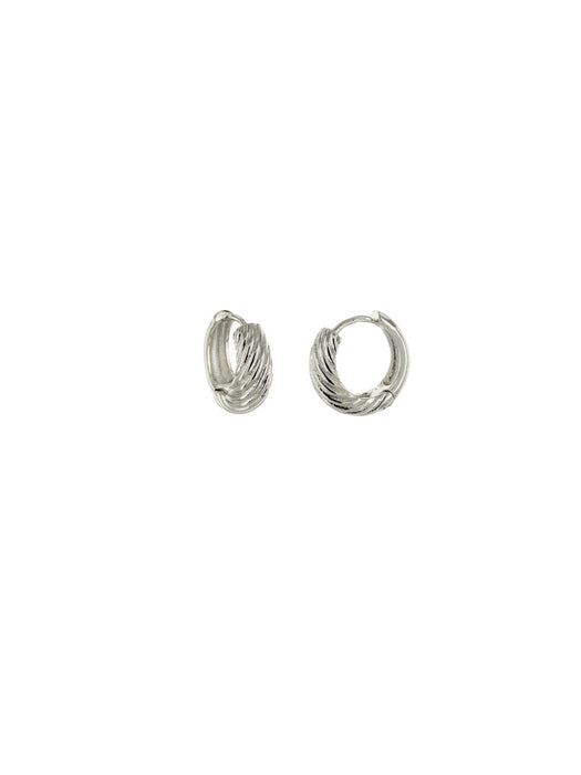 Thick Twisted Huggie Hoops | Silver Plated Trendy Earrings | Light Years