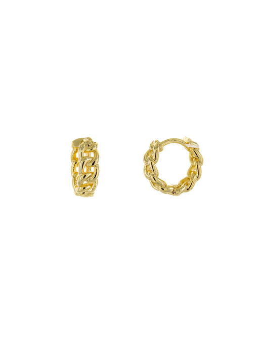 Chain Link Huggie Hoops | Silver Gold Plated Earrings | Light Years