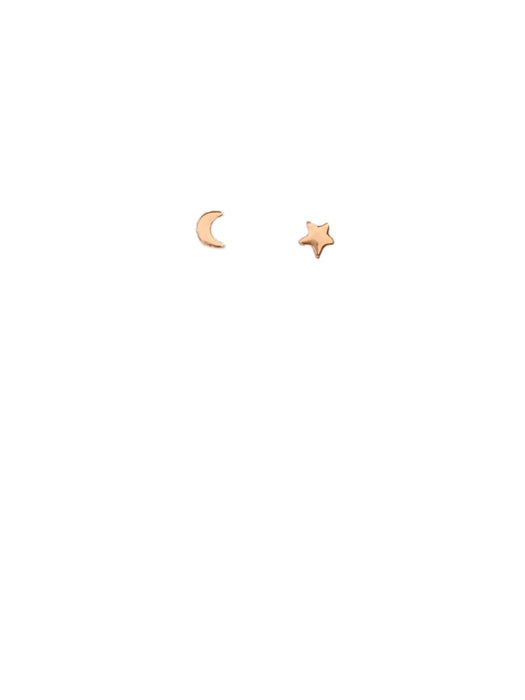 Small Moon & Star Posts | Silver Rose Gold Studs | Light Years Jewelry
