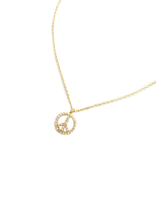 Clear CZ Peace Sign Choker Necklace | Gold Plated | Light Years Jewelry