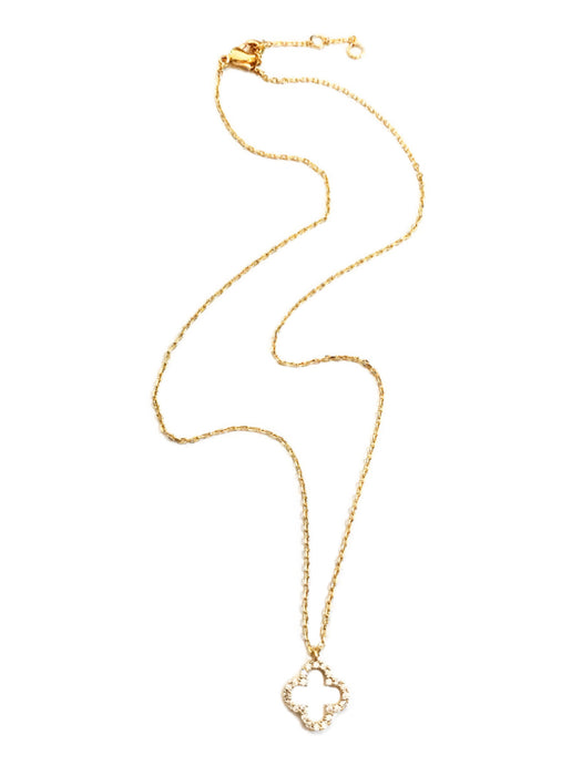 CZ Clover Outline Choker Necklace | Gold Plated Chain | Light Years
