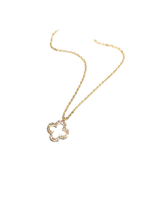 CZ Clover Outline Choker Necklace | Gold Plated Chain | Light Years