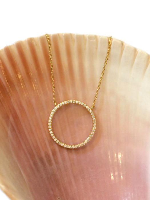 CZ Circle Choker Necklace | Gold Silver Plated | Light Years Jewelry