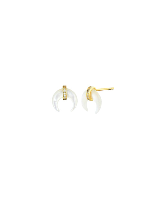 Mother of Pearl Crescent Posts | Gold Vermeil Studs Earrings | Light Years