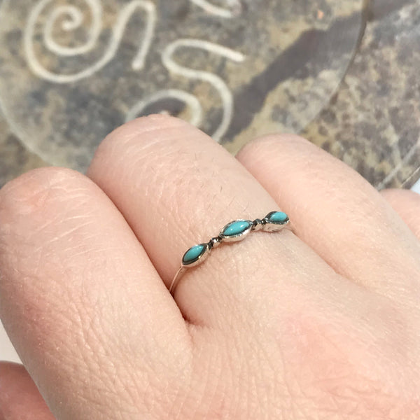 Triple Marquis Turquoise Ring | Sterling Silver Size 8 9 | Light Years