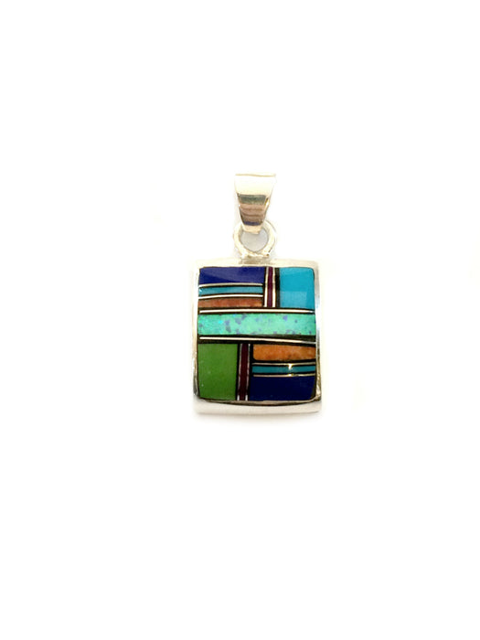 Multistone Inlay Pendant Necklace | Sterling Silver Chain | Light Years