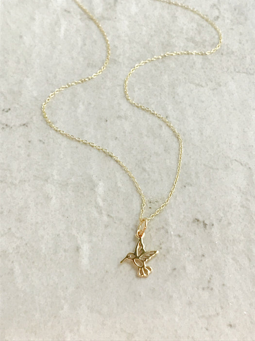 Hummingbird Necklace | Gold Plated Pendant Vermeil Chain | Light Years