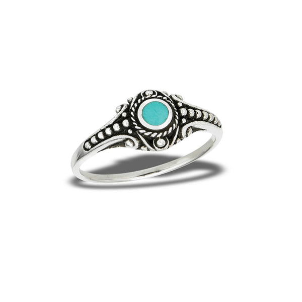 Ornate Turquoise Ring | Sterling Silver Band Size 6 7 8 9 | Light Years
