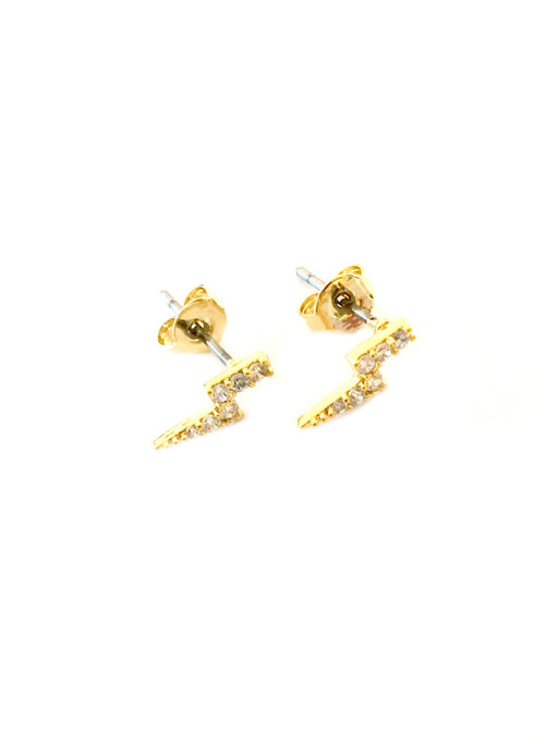 CZ Lightning Bolt Posts | Gold Plated Studs | Light Years Jewelry