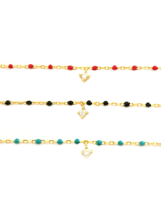 Gold Stone Beaded Bracelets | Black Blue Red Chain Vermeil | Light Years 