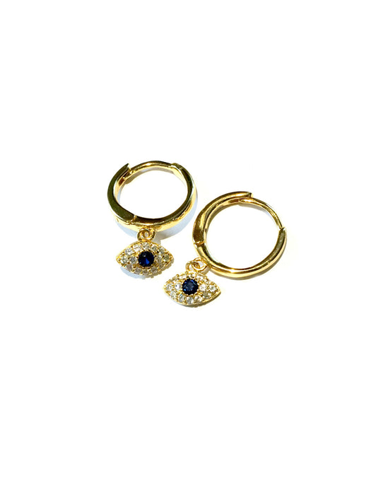 CZ Evil Eye Huggie Hoops | Gold Vermeil Earrings | Light Years Jewelry