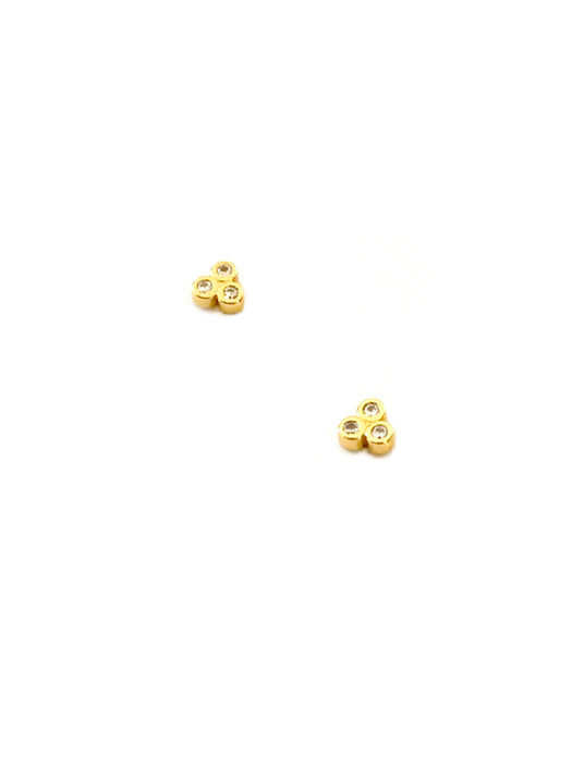 Triple CZ Posts | Gold Vermeil Studs Earrings | Light Years Jewelry