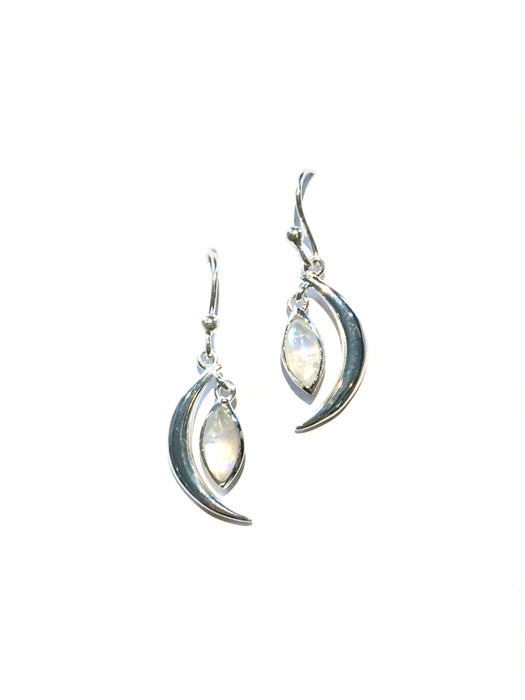Crescent Moonstone Dangles | Sterling Silver Earrings | Light Years 