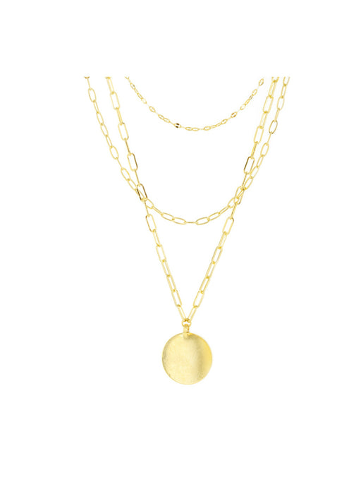 Layered Medallion Necklace | Gold Plated Chain Pendant | Light Years