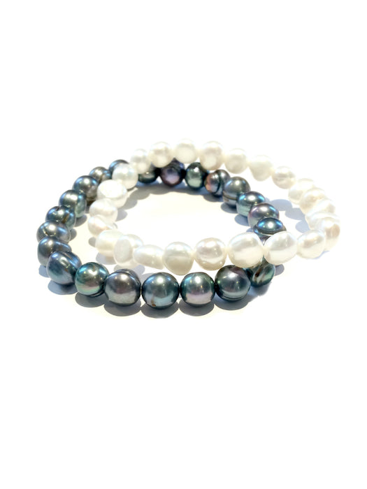 Freshwater Pearl Stretch Bracelets | Peacock White | Light Years Jewelry