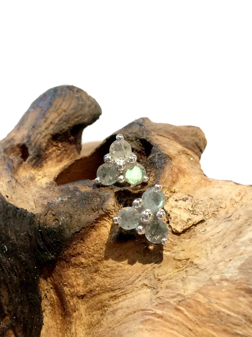 Triple Gemstone Posts | Labradorite | Sterling Silver Studs Earrings | Light Years