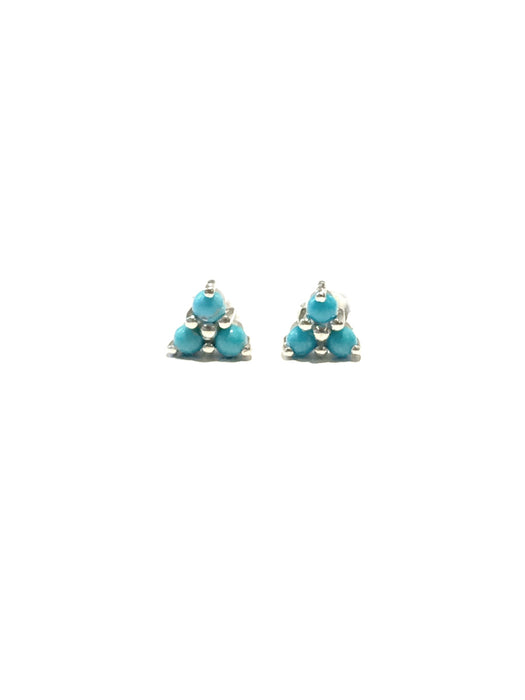 Triple Gemstone Posts | Turquoise | Sterling Silver Studs Earrings | Light Years