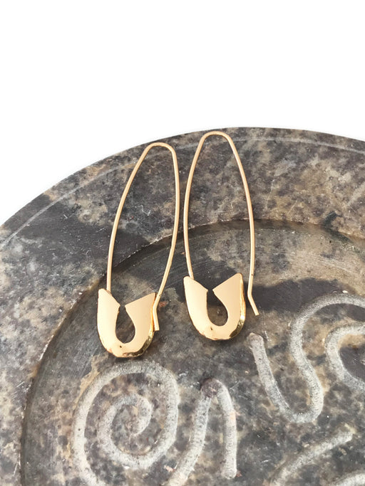 Safety Pin Dangles | Gold Fashion Earrings | Light Years Jewelry