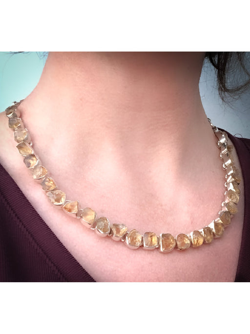 Raw Citrine Statement Necklace | Sterling Silver Stone | Light Years