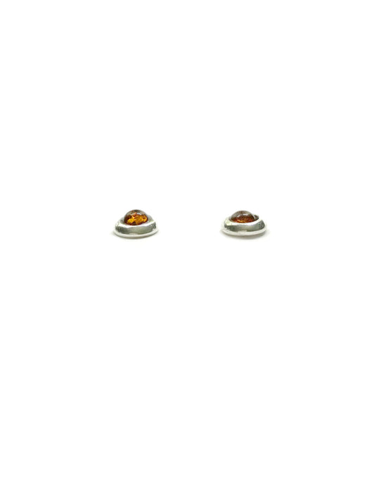 Round Baltic Amber Posts | Sterling Silver Studs Earrings | Light Years