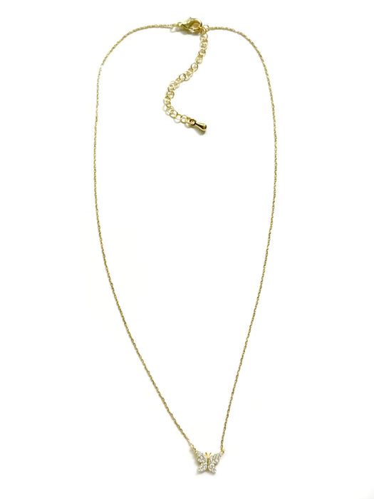 Pave CZ Butterfly Necklace | Gold Plated Chain | Light Years Jewelry